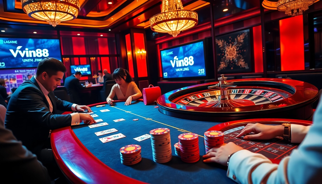 Experience high-stakes excitement at Vin88 casino with vibrant games and sophisticated atmosphere.