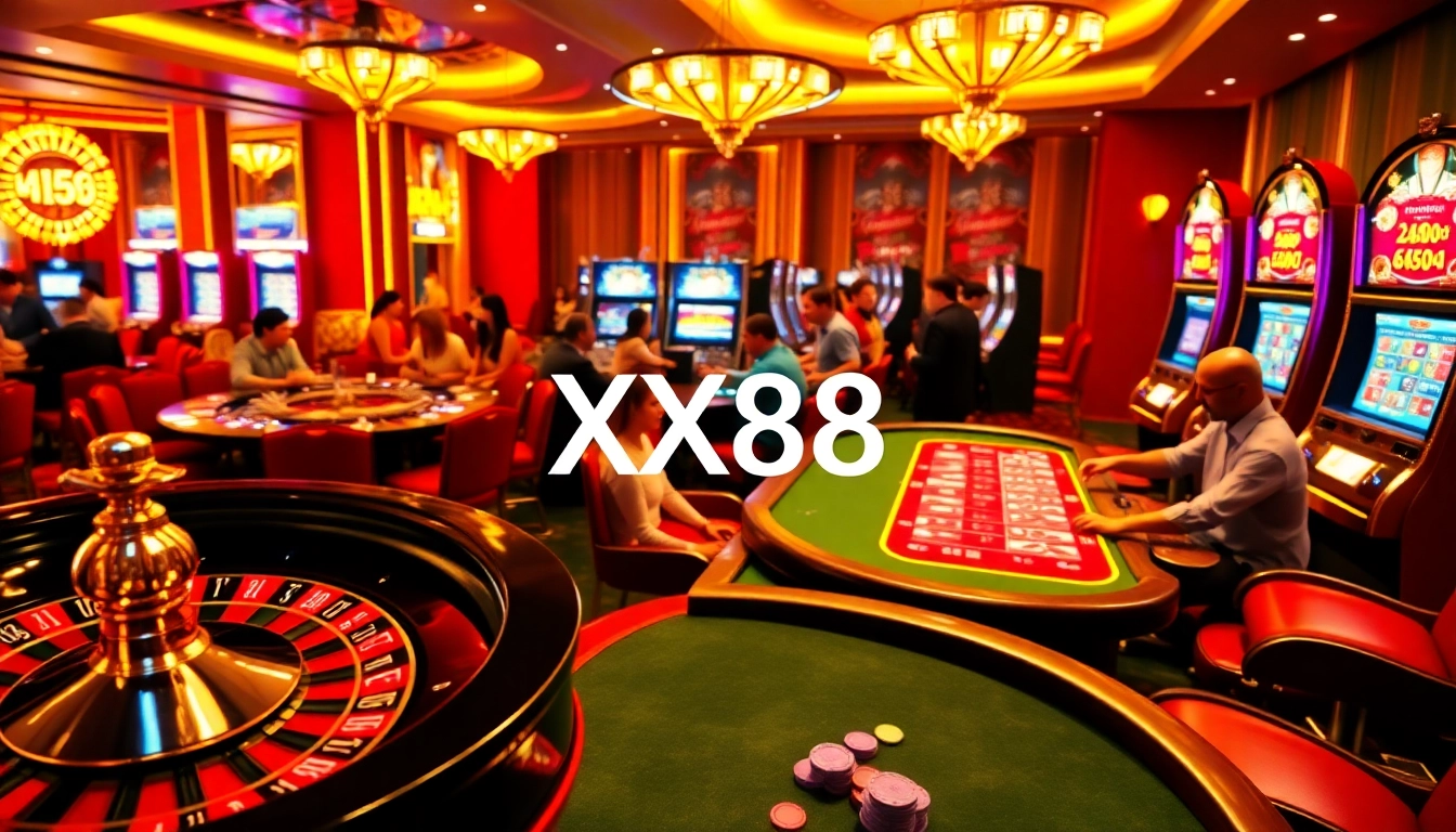 Experience the thrill of XX88 at a lively casino table surrounded by excited players.