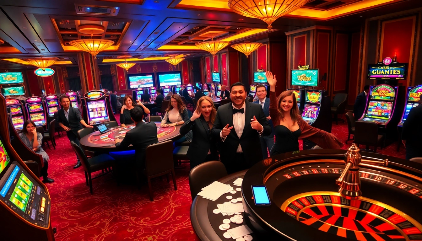 Players enjoying thrilling games at 789club casino, highlighting excitement and luxury in a vibrant atmosphere.