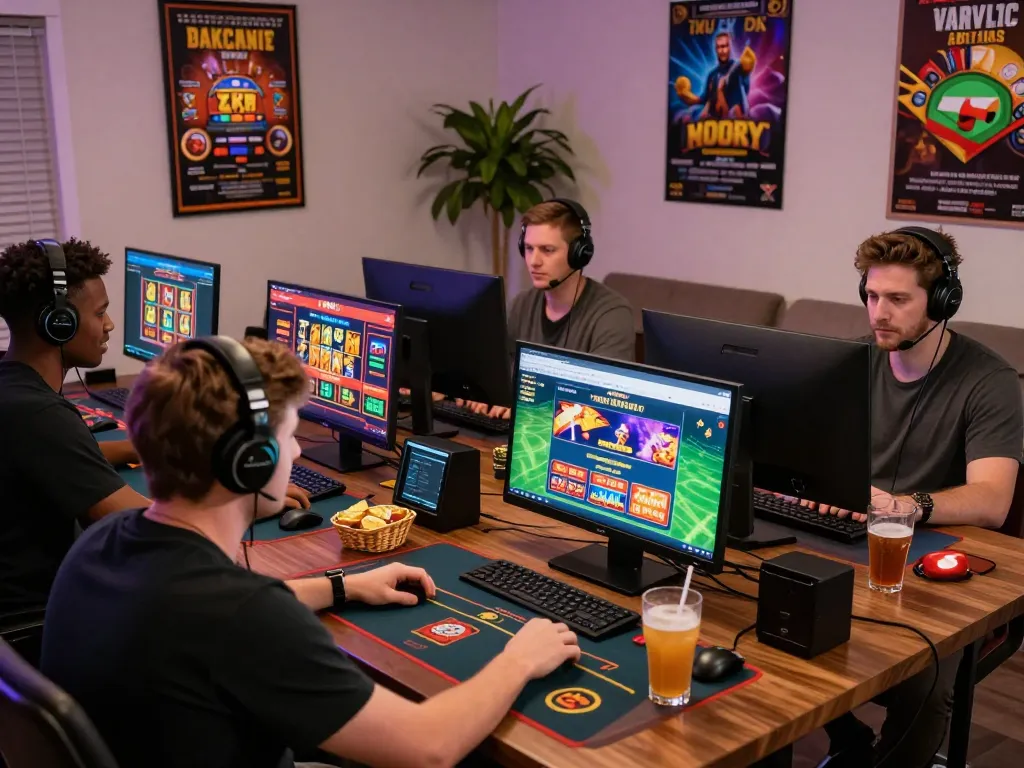Players enjoying an exciting Okwin online gaming experience with colorful game interfaces and a lively atmosphere.