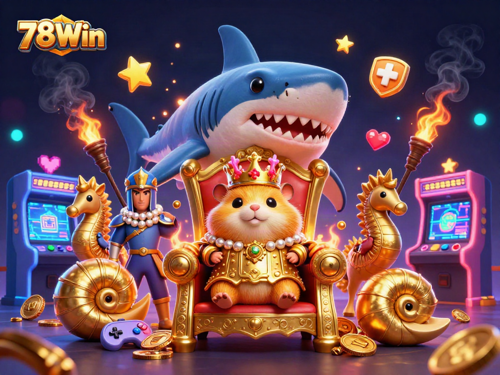 Engage in thrilling gaming experiences with 78Win's vibrant 3D casino illustration showcasing excitement!
