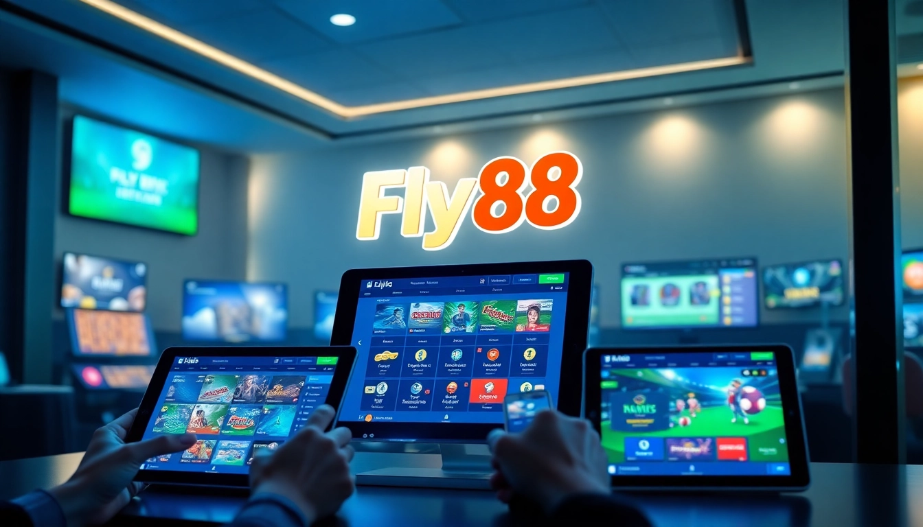 Engaging visual of the Fly88 online betting platform with interactive elements.