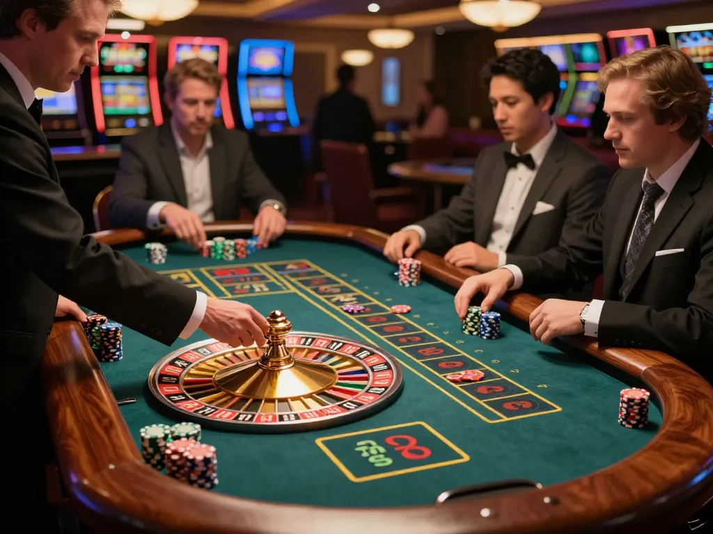 Players at a roulette table eagerly placing bets at 79kingt1 casino.