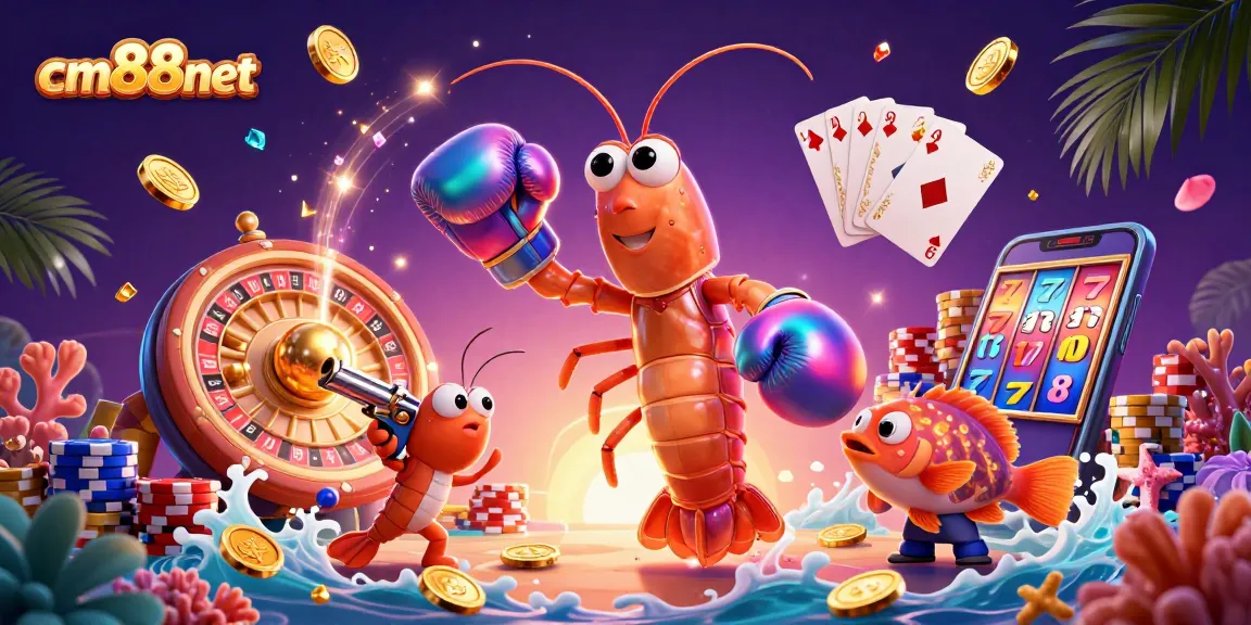 Experience thrilling gameplay at cm88net with vibrant casino characters, golden coins, and roulette action.