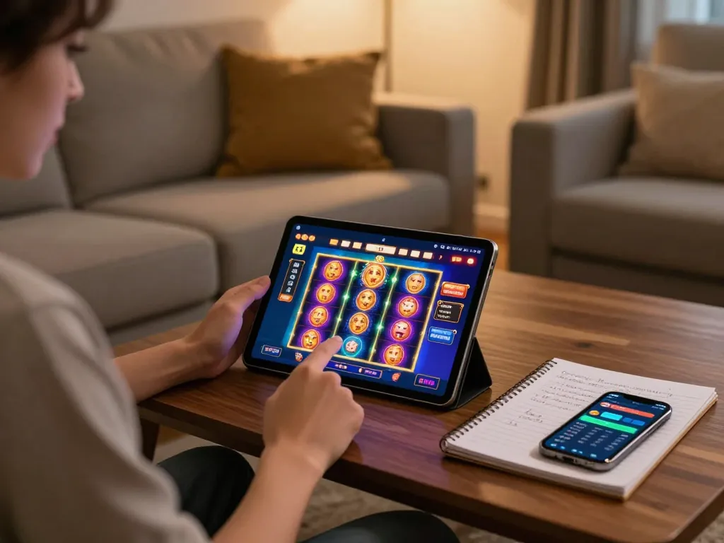 Experience exciting gameplay with EE88 on a tablet at home, showcasing online casino strategy.