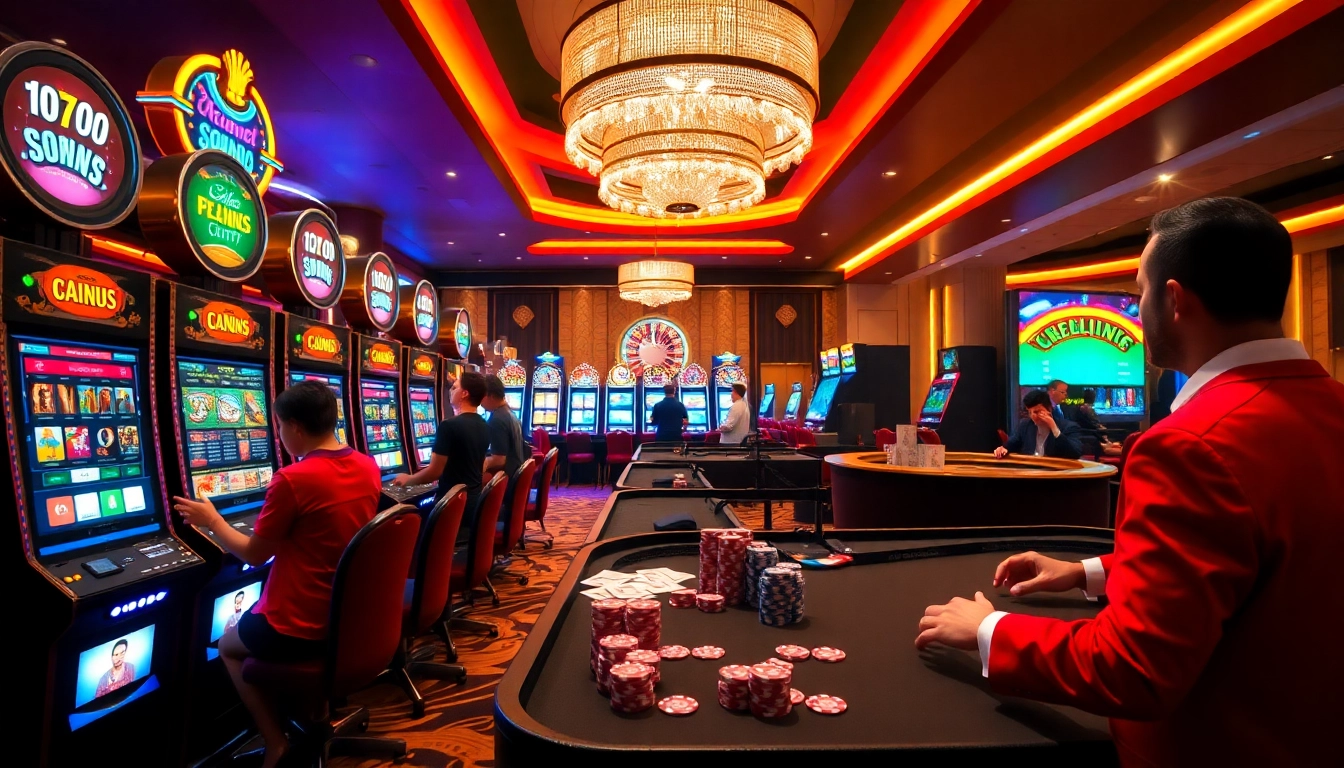 Engage in thrilling slot gameplay at https://nohudoithuong.us/ with luxurious casino ambiance and vibrant lights.