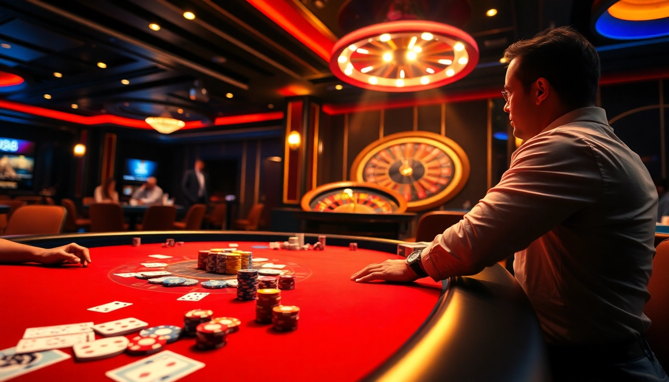Experience thrilling gameplay at AU88 casino with vibrant tables and engaging players.