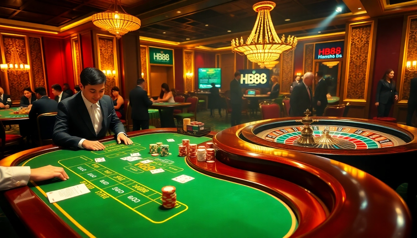 Experience thrilling gambling at HB88 casino with high-stakes blackjack and roulette action.