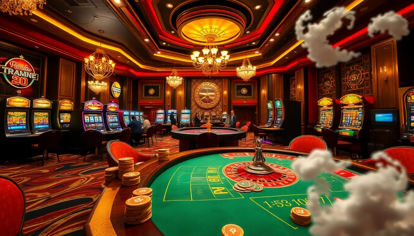 Engaging players at poker and roulette while Giải mã giấc mơ elements enhance the casino's luxury vibe.