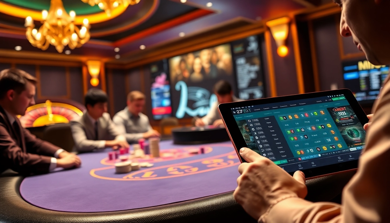 Engaging players at a poker table with HDBET strategic gameplay in a luxurious casino setting.