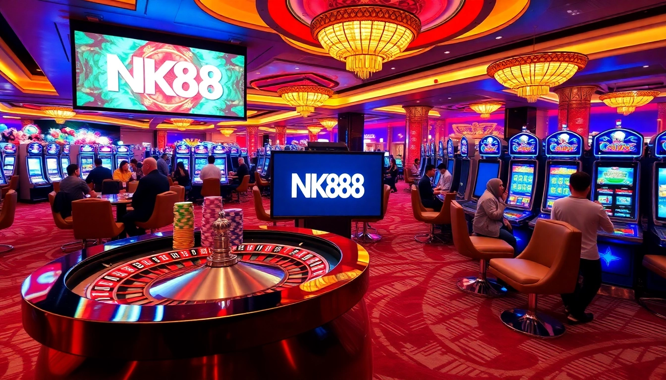 Play exciting games at NK88 Casino with vibrant roulette and poker action.