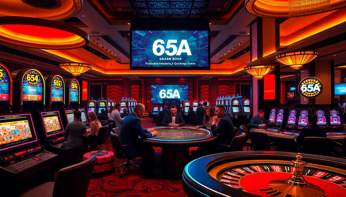 Excited players engaging in high-stakes poker at 65A's luxurious casino, showcasing the thrill of gambling.