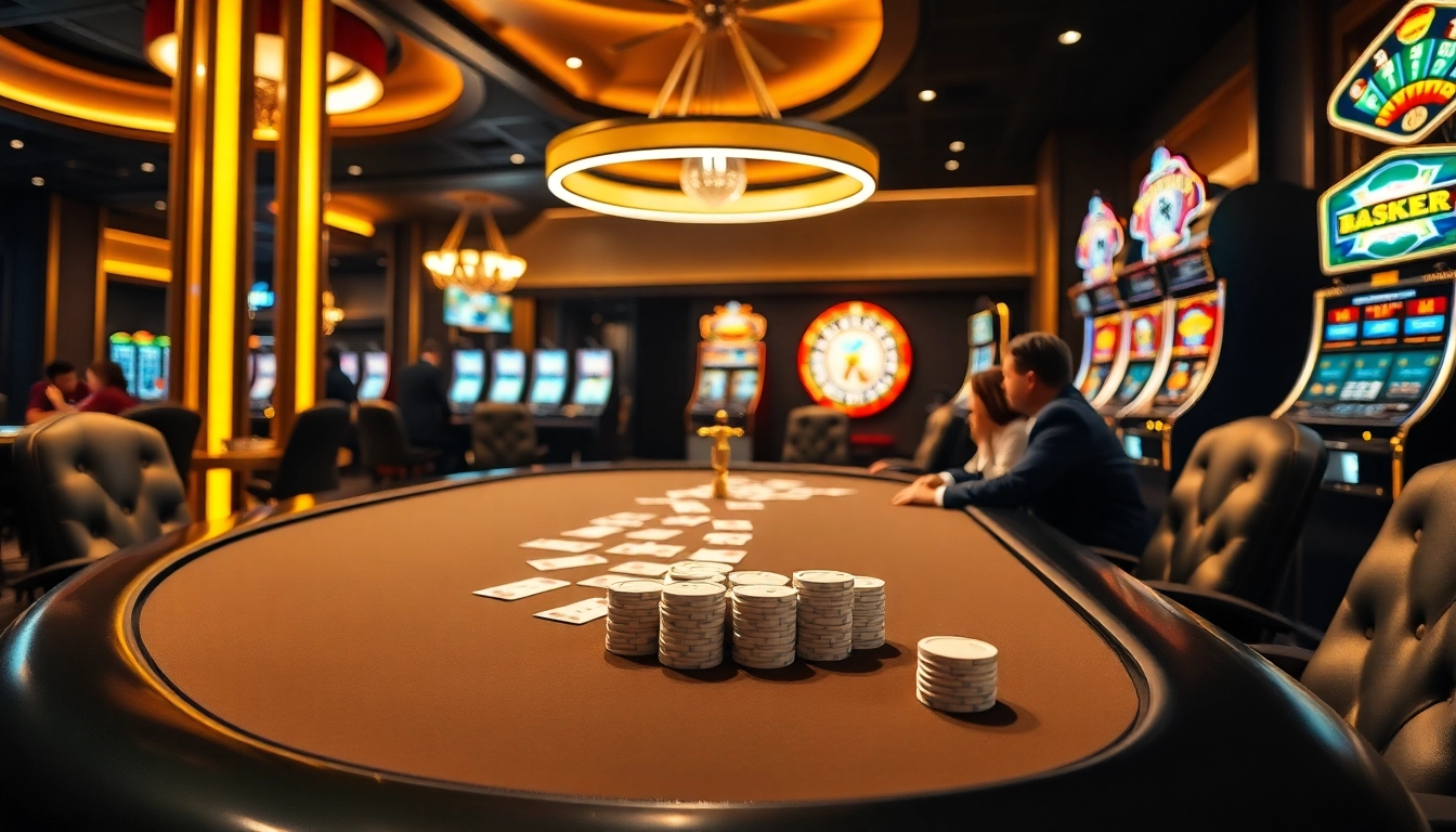 Engaged players enjoying a thrilling gambling experience at uu88's luxurious casino.