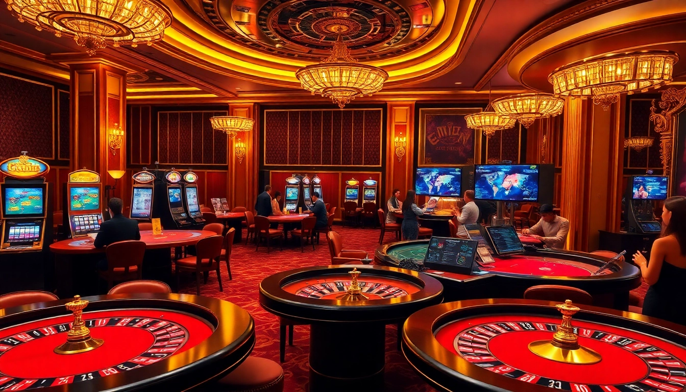 Engaging players in a high-stakes casino setting representing https://zk88.club/ with vibrant slots and poker tables.