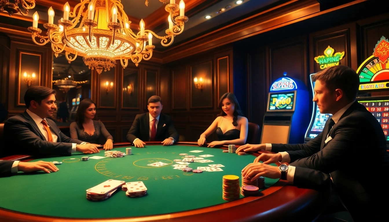 Bet with confidence at Kp88, showcasing a luxurious poker scene filled with excitement and high stakes.