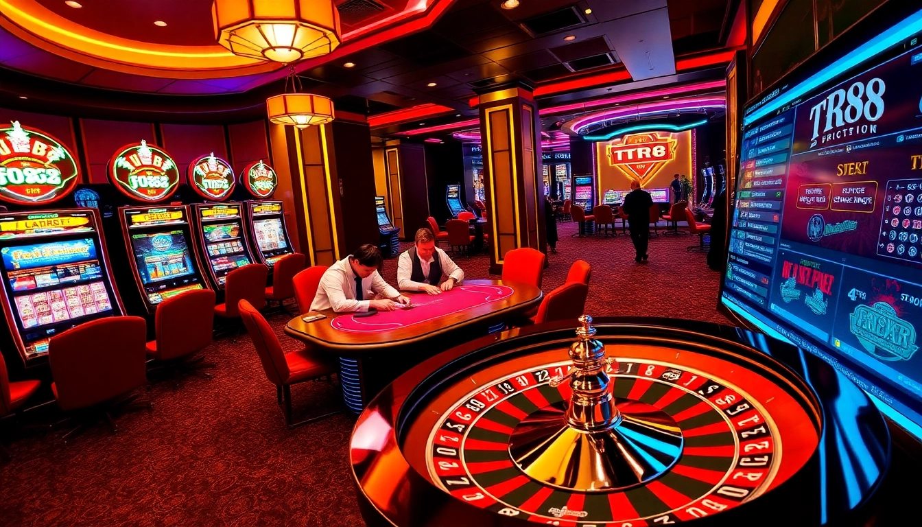 Experience the excitement of TR88 gaming with high-stakes poker and vibrant casino lighting.
