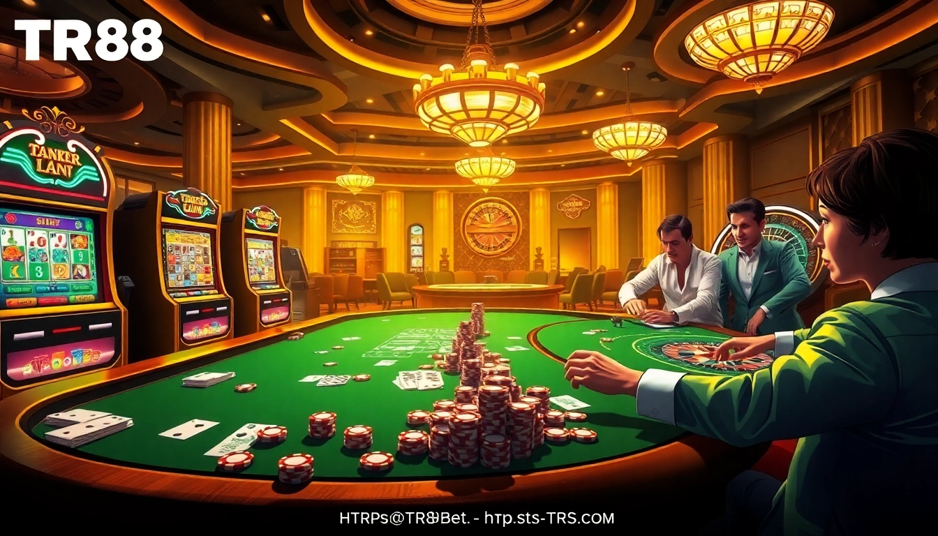 Players enjoying online games at https://tr88bet.it.com/, highlighting excitement in a vibrant casino setting.