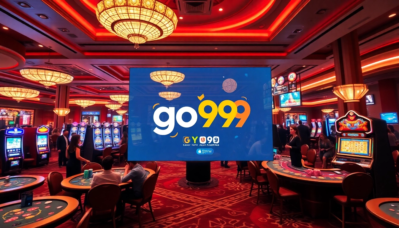 Experience the excitement of go99 with vibrant casino games and engaging players in a luxurious setting.