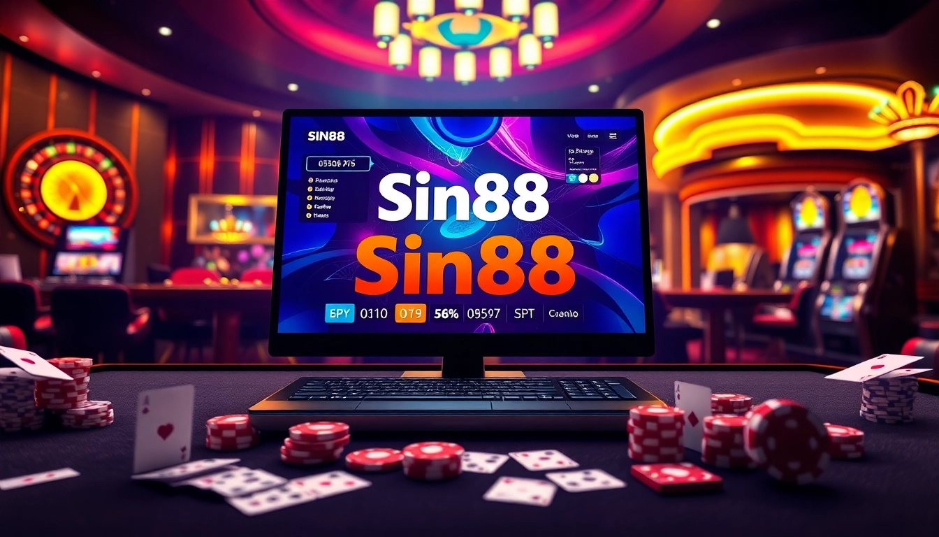 Engaging scene of Sin88 đăng nhập showcasing vibrant casino games and online betting excitement.