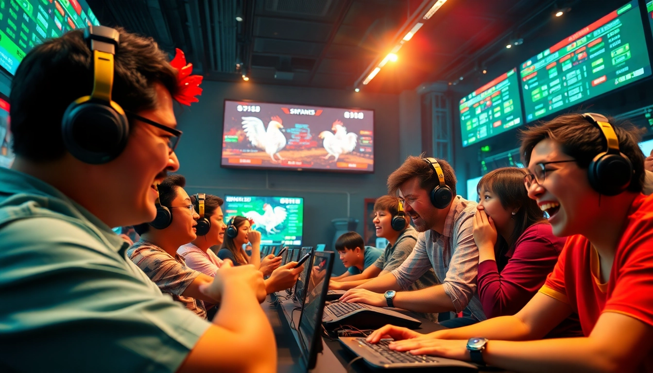 View of an exciting online betting scene at sv368win.live with live cockfighting matches.