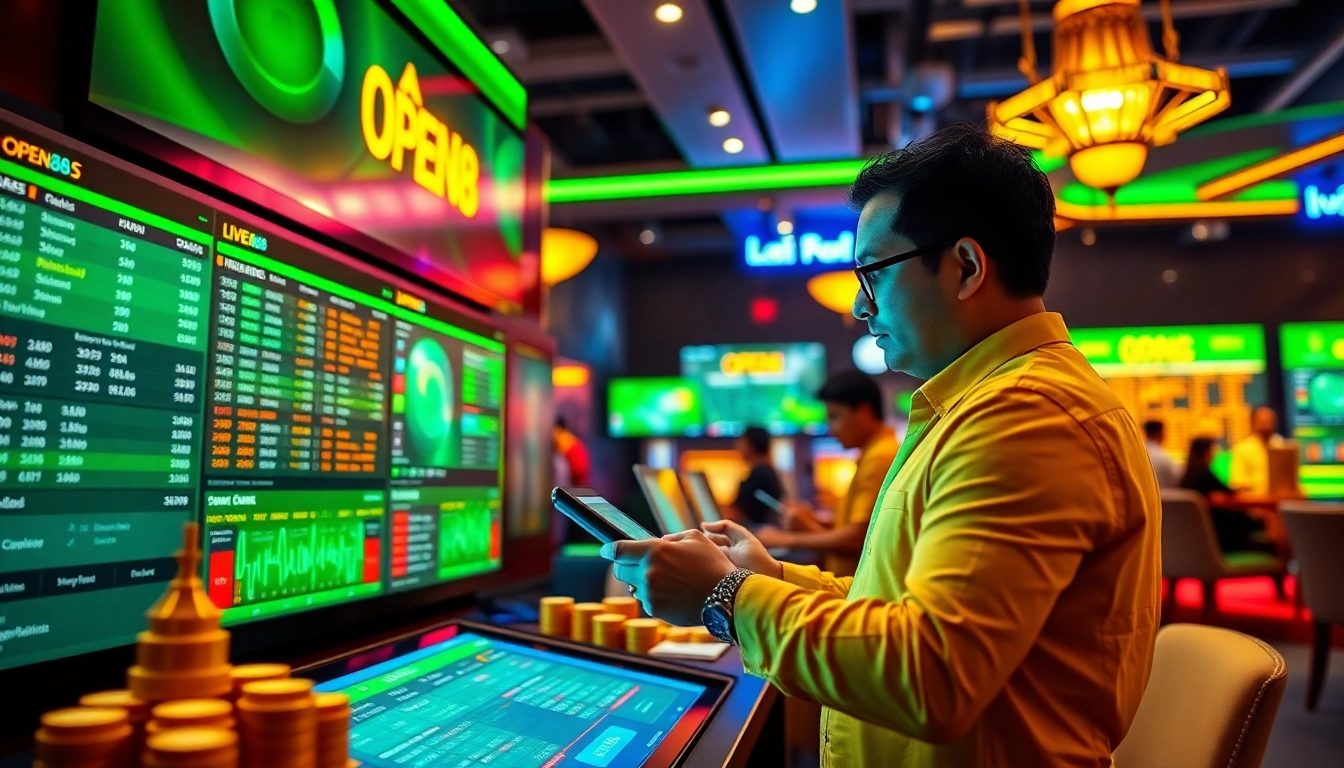 Dynamic online betting experience at nhà cái OPEN88 with a user engaging on a tablet.