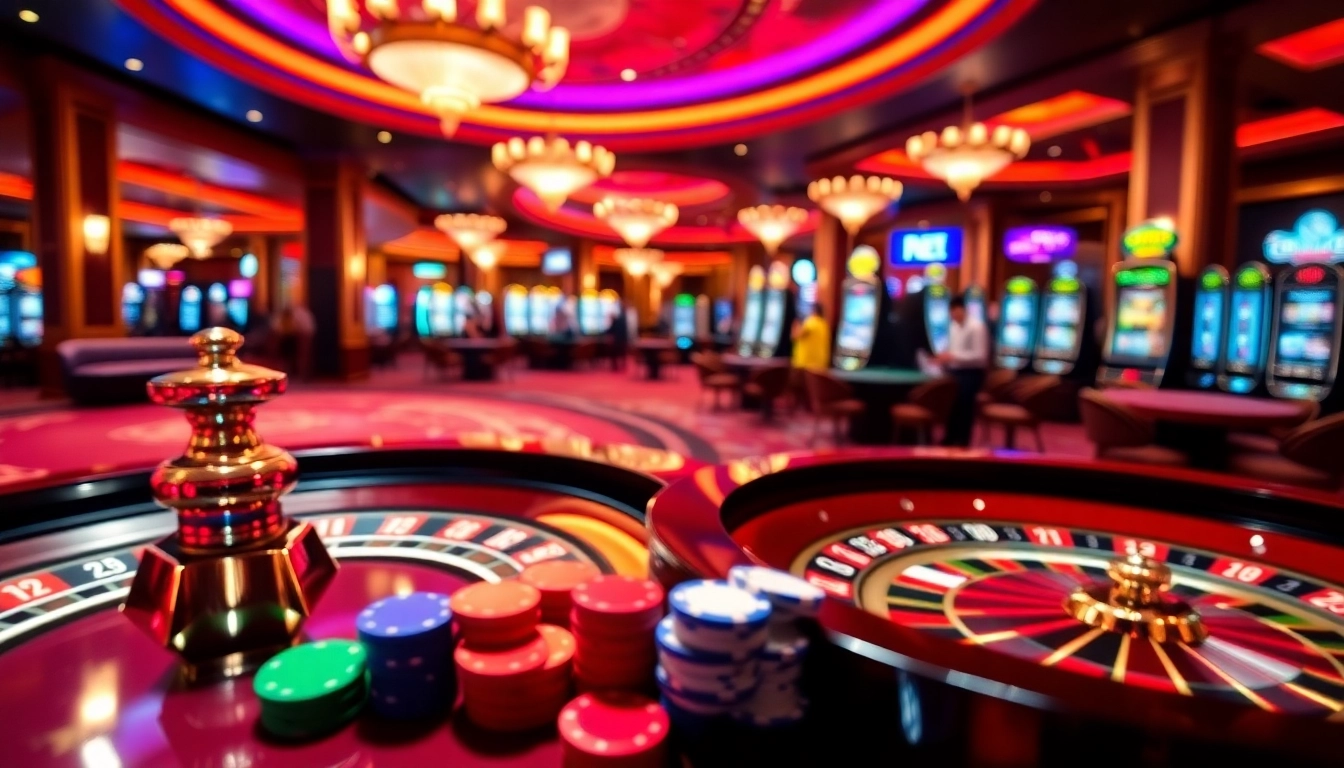 Exciting FEBET casino scene with poker chips, cards, and a roulette wheel.